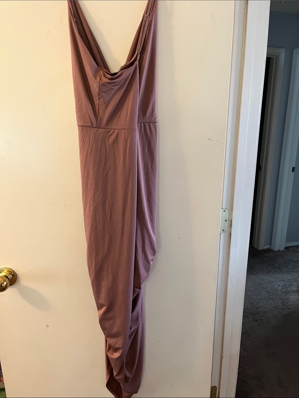 Charlotte Russe Rust Brown Ruched Wrap Maxi Dress - Picture 3 of 4